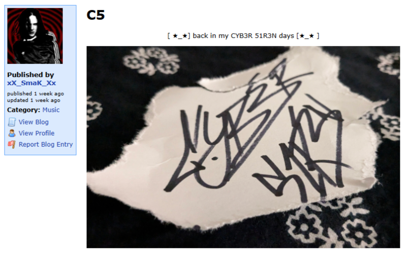 graffiti tag style of "CYB3R 51R3N" written in marker on paper